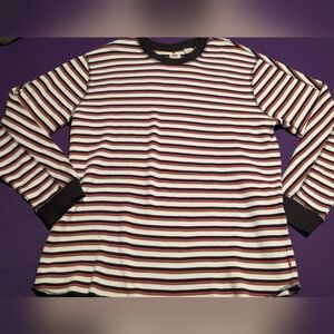 NWT Men's Levi's Brown White Black & Pink Striped Long Sleeve Thermal Relaxed